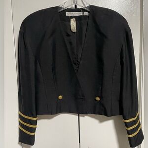 Vintage 80s Black Blazer with Gold Accents